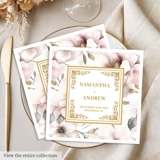 Sophisticated boho dusty pink gold paper napkins (Sophisticated boho dusty pink gold paper napkins)