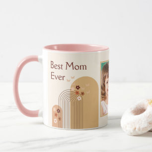 Sophisticated Boho Fine Line Rainbow Best Mom Mug