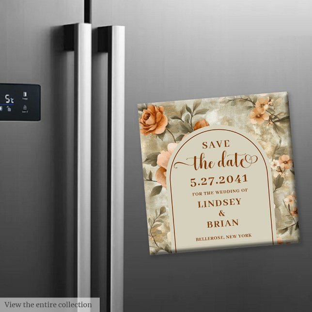 Sophisticated Boho Neutral Ivory Sage Save Date Magnet (Sophisticated Boho Neutral Ivory Sage Save Date)