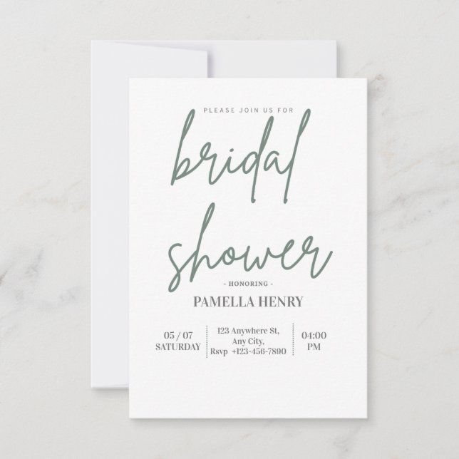 Sophisticated Bridal Shower Invitation (Front)