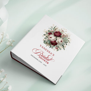 Sophisticated Burgundy Floral Bridal Shower Memory Binder