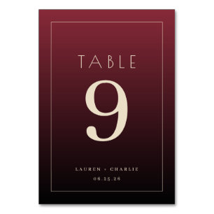 Sophisticated Burgundy Serif Wedding Table Card