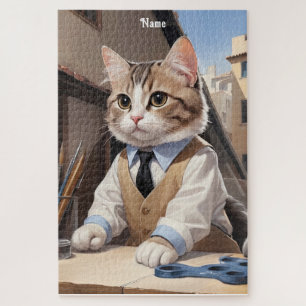 Sophisticated Cat Architect Cat Lover Jigsaw Puzzle
