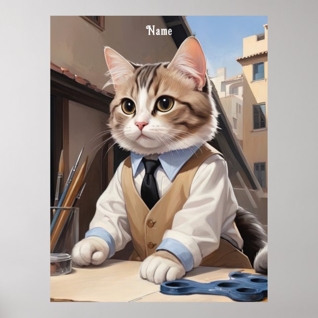 Sophisticated Cat Architect Cat Lover Poster (Front)