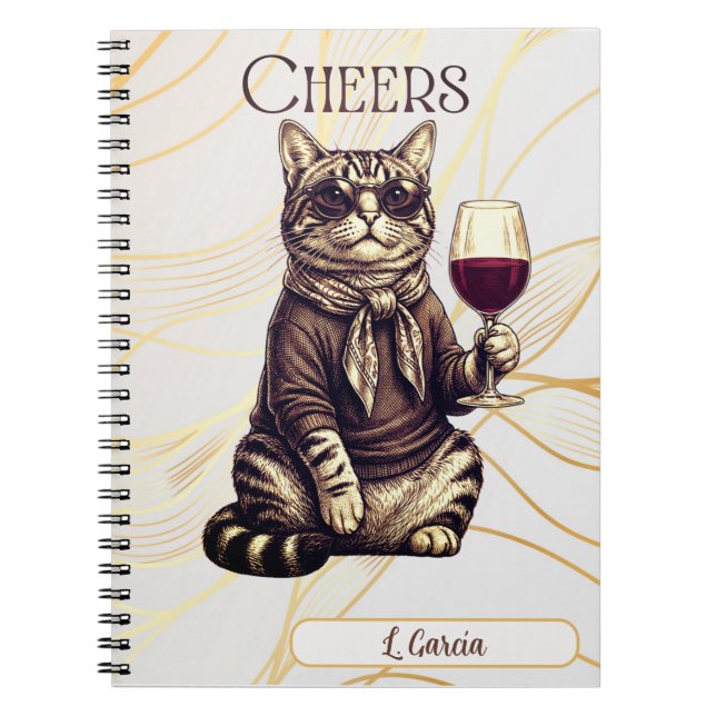 Sophisticated Cat Wine Lover Notebook (Front)