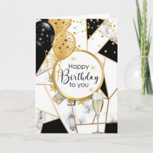 sophisticated champagne birthday greeting card