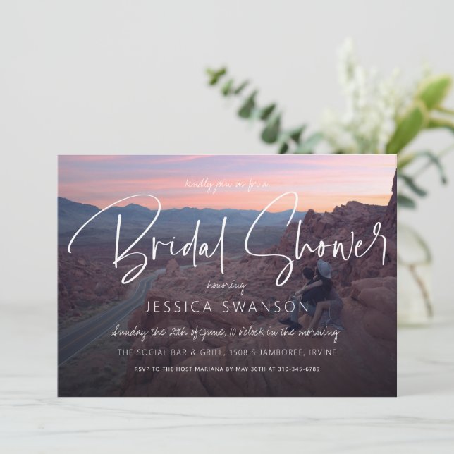 Sophisticated Chic Photo Bridal Shower Invitation (Standing Front)