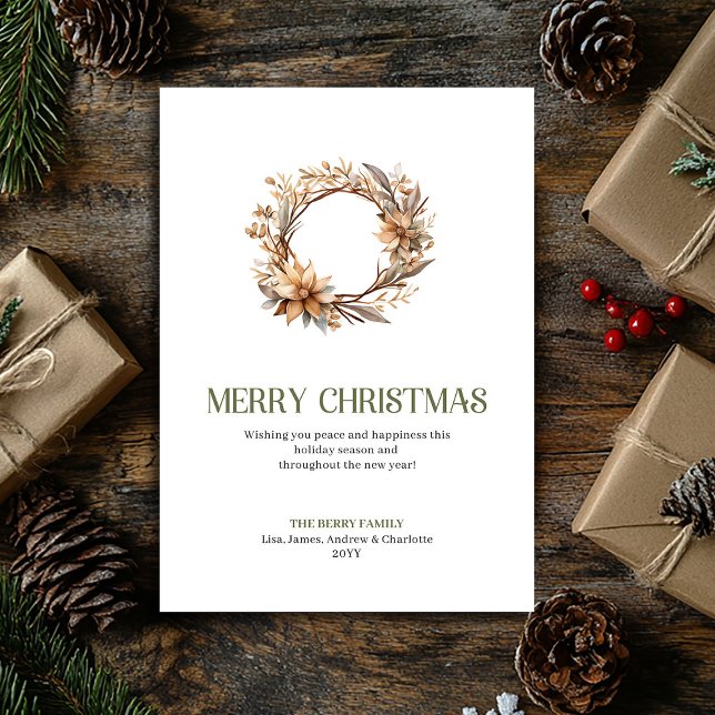Sophisticated Christmas Ornament Ivory Gold Script Holiday Card (Sophisticated Christmas Ornament Ivory Gold Script Card)