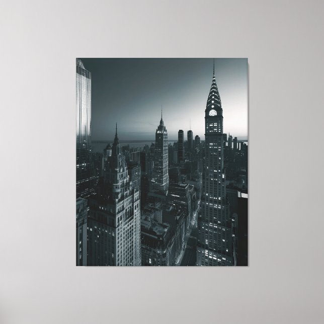 Sophisticated Cityscape Black and White Canvas Print (Front)
