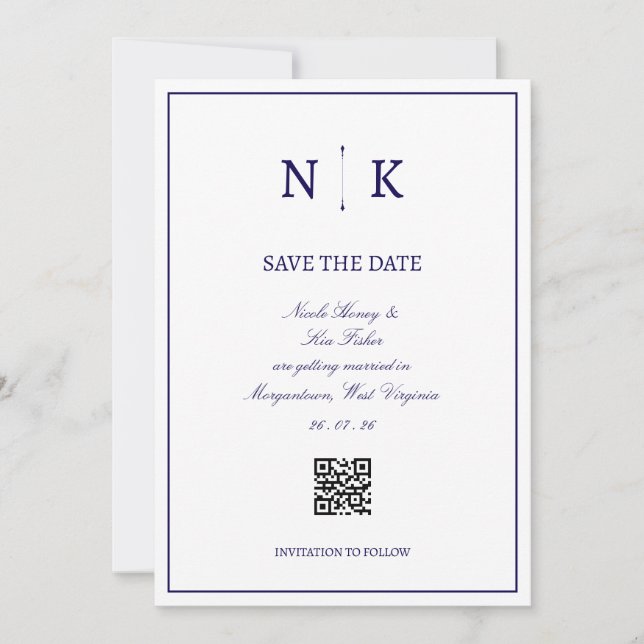 Sophisticated Classic Save the Date (Front)