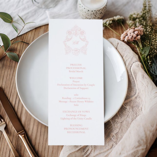 Sophisticated Classic Script Blush Pink Wedding Program (Creator Uploaded)