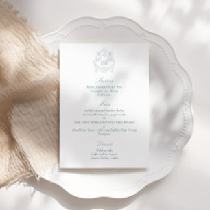 Sophisticated Classic Script Dusty Blue Wedding Menu