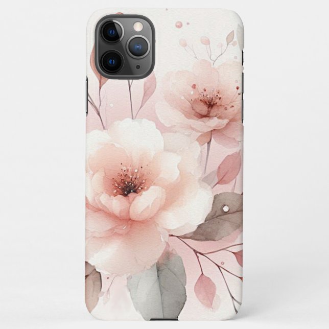 Sophisticated Classy Delicate Watercolor Flowers iPhone Case (Back)