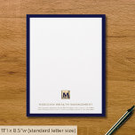Sophisticated Company Monogram Letterhead<br><div class="desc">Elevate your financial correspondence with our Sophisticated Company Monogram Letterhead. The brushed gold monogram initial emblem,  combined with your company details and contact information in classic golden typography framed by a classic navy blue border,  adds a touch of elegance to your business communications with clients and partners.</div>