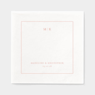 Sophisticated Coral Minimalist Initials Foil Napkins