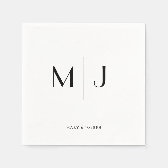 Sophisticated Customizable Couple Initials Names  Napkin (Front)