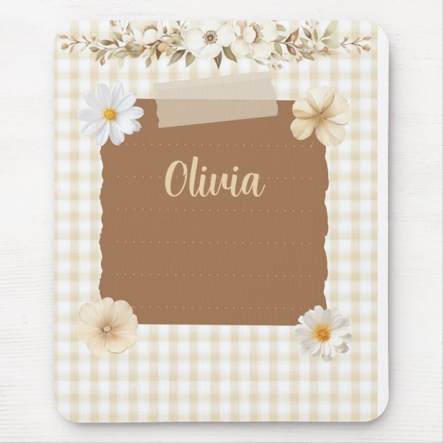 Sophisticated Design with Quiet Stamp & Rose  Mouse Pad (Front)
