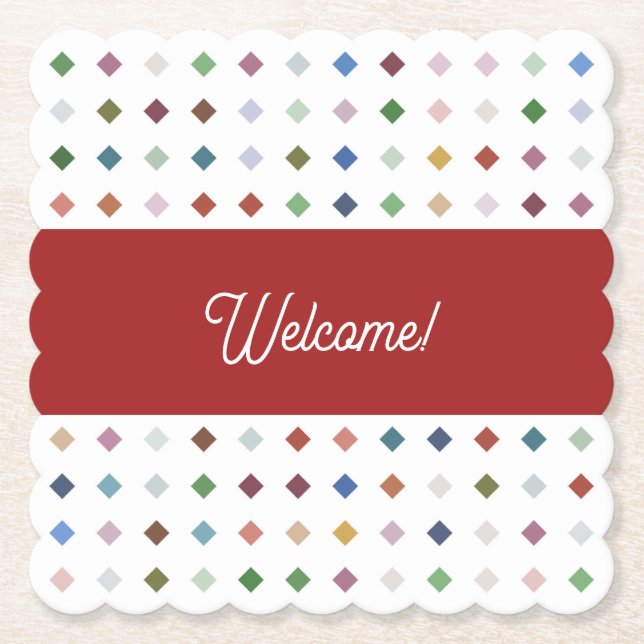  Sophisticated Diamond Mosaic Geometric Beverage A Paper Coaster (Front)