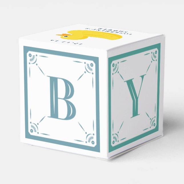 Sophisticated Duck Blue Baby Block Gift Box (Back Side)