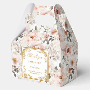 Sophisticated dusty pink gold wedding favor boxes
