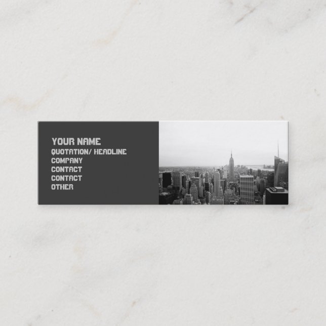 Sophisticated Edgy Cityscape Mini Business Card (Front)