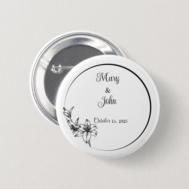 Sophisticated Elegance Wedding Keepsake 2 Inch Round Button (Front & Back)
