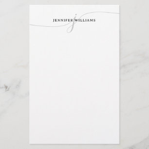 Sophisticated Elegant Black Grey Script Monogram Stationery