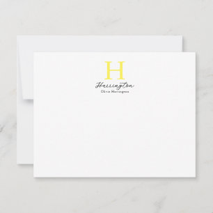 Sophisticated Elegant Bright Yellow Monogram Card