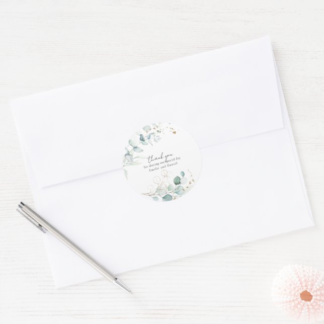 Sophisticated Eucalyptus Leaves and Foliage Classic Round Sticker (Envelope)