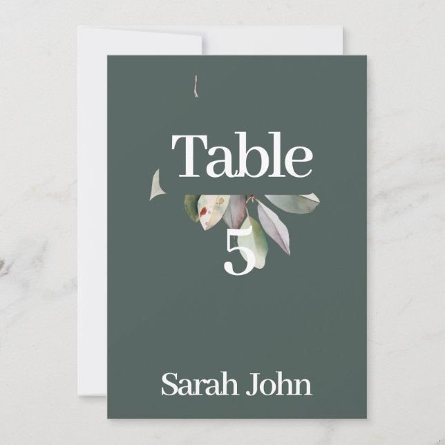 Sophisticated eucalyptus table number  (Front)