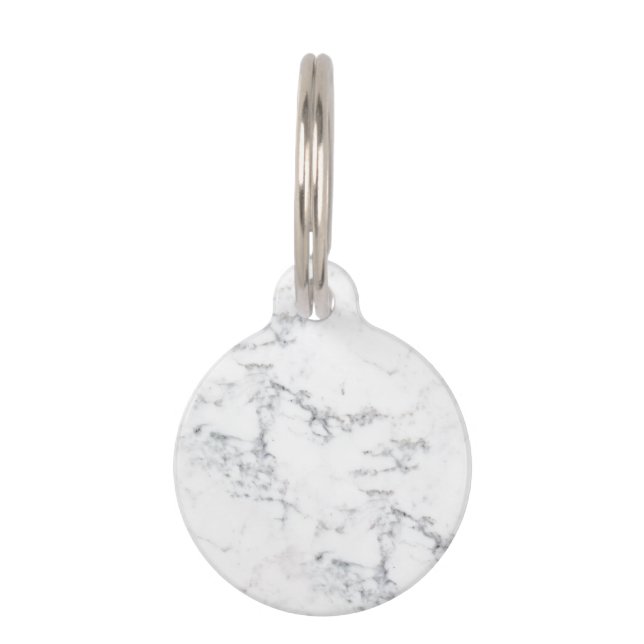 Sophisticated Faux White Marble Texture Look Pet Tag (Front)