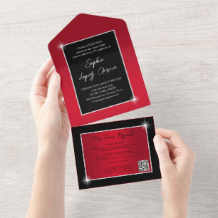 Sophisticated Feminine QR Code 30th Birthday All In One Invitation