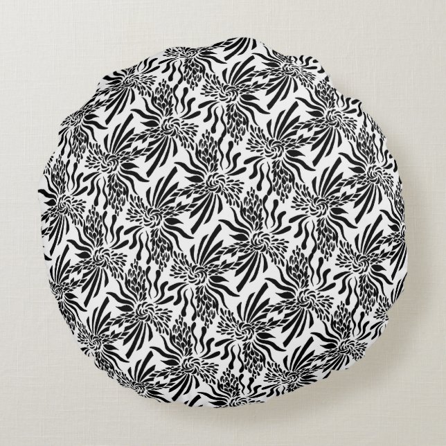 Sophisticated Fleur Round Pillow (Back)