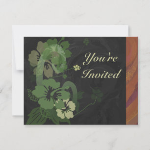 Sophisticated Floral Black Brown Party Invitation
