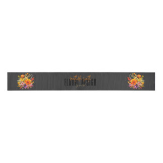 Sophisticated Floral Design Black Orange Flowers Grosgrain Ribbon