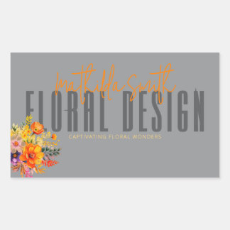 Sophisticated Floral Design Gray Orange Flowers Sticker