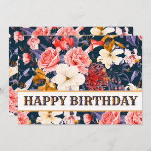 Sophisticated Floral Happy Birthday  Card