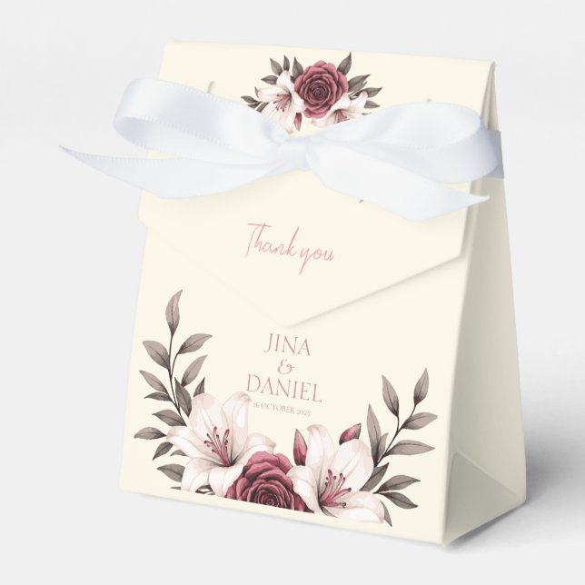 Sophisticated Floral Micro-Wedding Suite  Favor Box (Front Side)