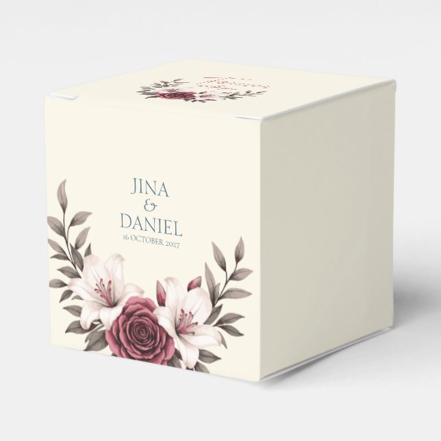 Sophisticated Floral Micro-Wedding Suite (Pink) Favor Box (Front Side)
