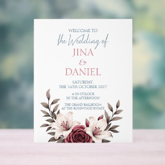 Sophisticated Floral Micro-Wedding Suite (White) Acrylic Sign