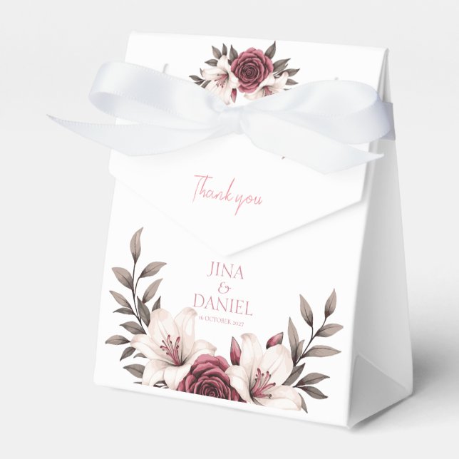 Sophisticated Floral Micro-Wedding Suite (White) Favor Box (Front Side)