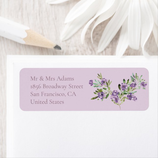 Sophisticated Floral Violet Pre-Addressed Return (Insitu)