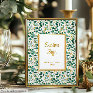 Sophisticated Forest Green Gold Foliage Wedding  Poster