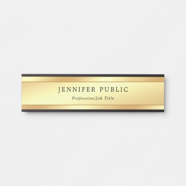 Sophisticated Glamour Modern Faux Gold Template Door Sign (Front)