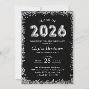 Sophisticated Glitter Accents for 2025 Grad Party Invitation