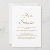 Sophisticated Gold Calligraphy Surprise Party