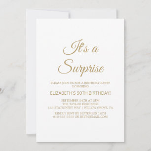 Sophisticated Gold Calligraphy Surprise Party  Invitation