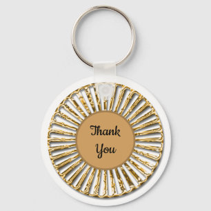 Sophisticated Gold Circle General Thank You Keychain