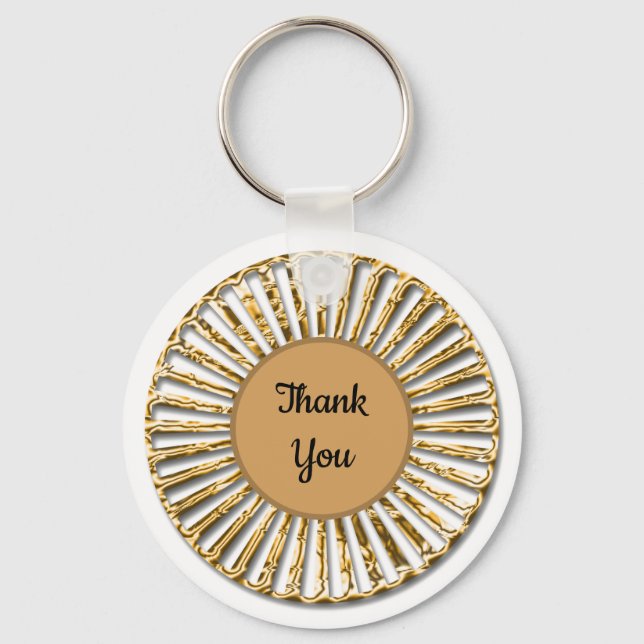 Sophisticated Gold Circle General Thank You Keychain (Front)