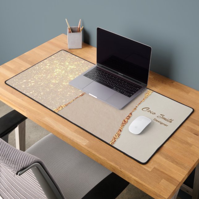 Sophisticated Gold Foil Look Name & Title Desk Mat (Office 2)